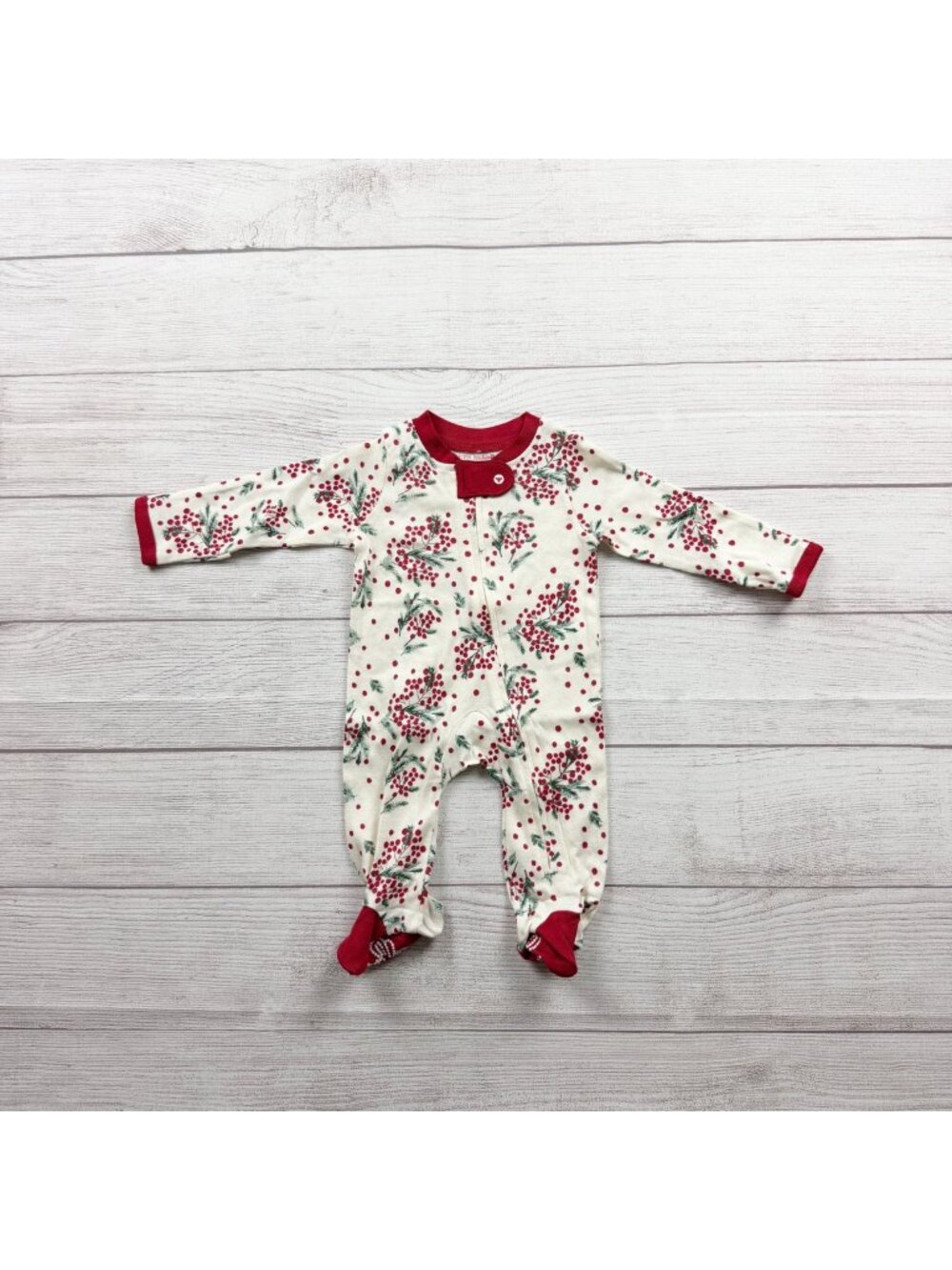 Burt’s Bees Baby Footed Organic Cotton Pajamas Winter Berry Print Newborn